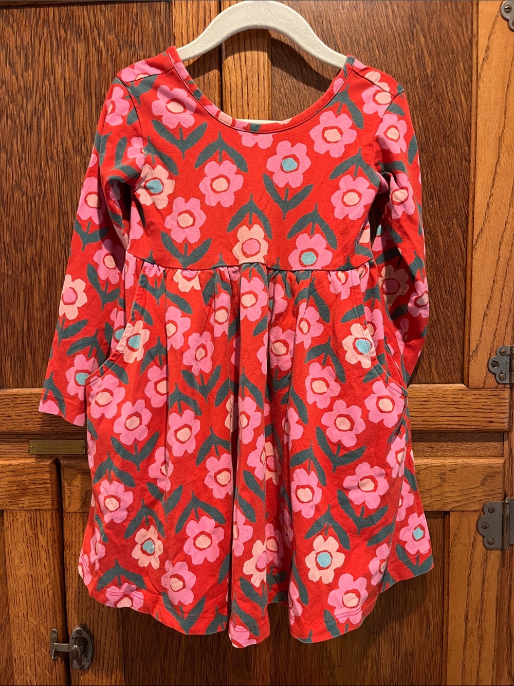 Hanna Andersson Red Floral Long-Sleeve Dress